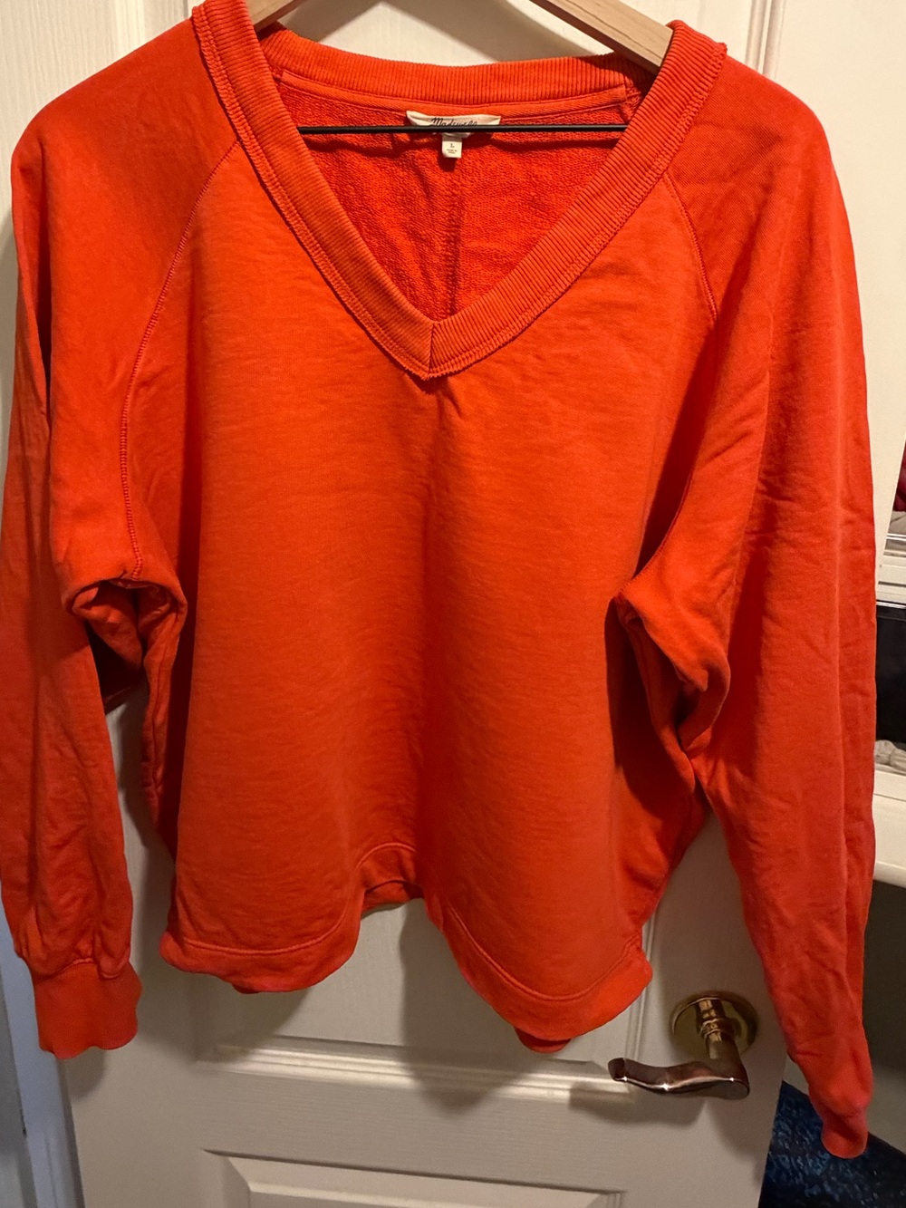 Madewell Cotton Terry V-Neck Pullover Sweatshirt Top L
